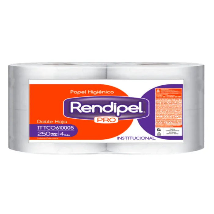 PAPEL HIGIÉNICO RENDIPEL BLANCO DOBLE HOJA x4 – 250 mts&nbsp; 1TTC0610005