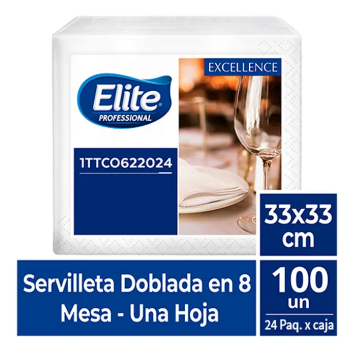 SERVILLETA ELITE DE LUJO 33X33 HOJA SENCILLA DOBLADA EN 8 1TTCO622024