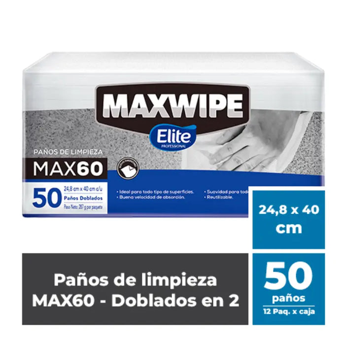 MAXWIPE DOBLADO MAX60 - 50 Paños Blanco 1TTCO615012