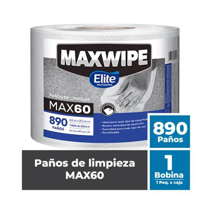 MAXWIPE ELITE BOBINA MAX60 - 890 Paños Blancos 1TTCO615011