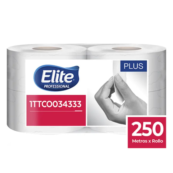 PAPEL HIGIÉNICO ELITE JUMBO DOBLE HOJA BLANCO x4 – 250 mts 1TTCO034333