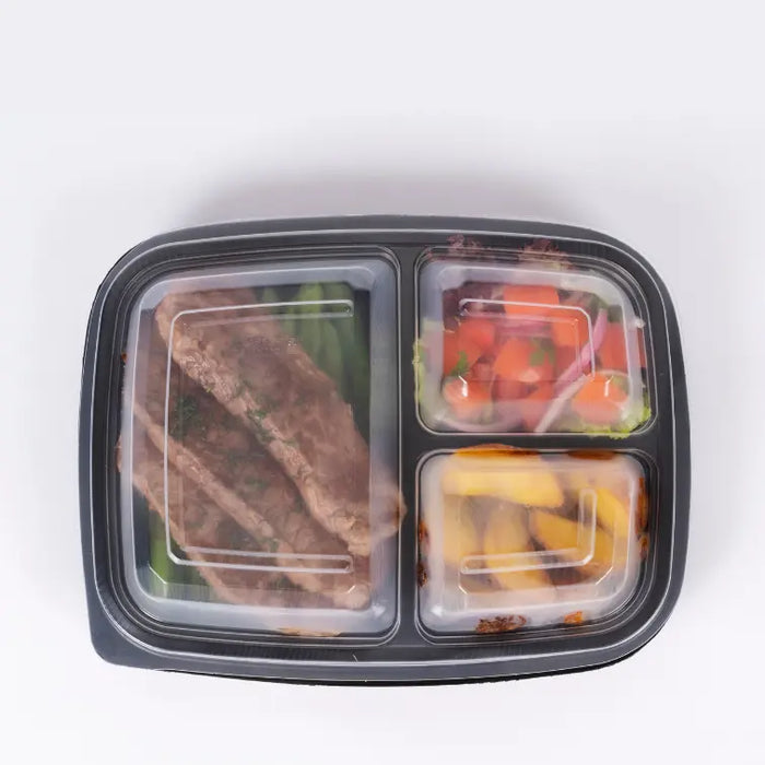PLATO RECTANGULAR 3D NEGRO SIN TAPA X 50 UN