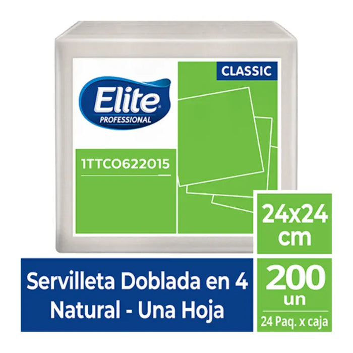 SERVILLETA ELITE NATURAL HOJA SENCILLA 24x24 x 200&nbsp; 1TTC0622015
