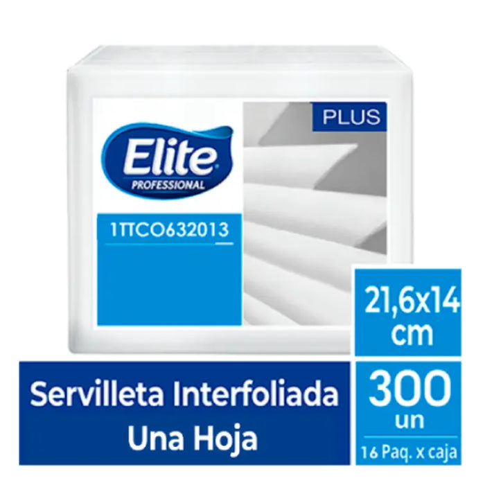 SERVILLETA ELITE BLANCA “UNA A UNA” 21,6x14 x 300 PARA DISPENSADOR 1TTC0632013