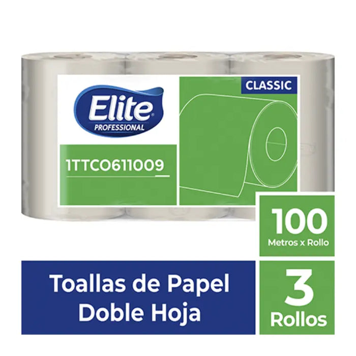 TOALLA ELITE ROLLO DOBLE HOJA NATURAL x3 – 100 mts 1TTC0611009