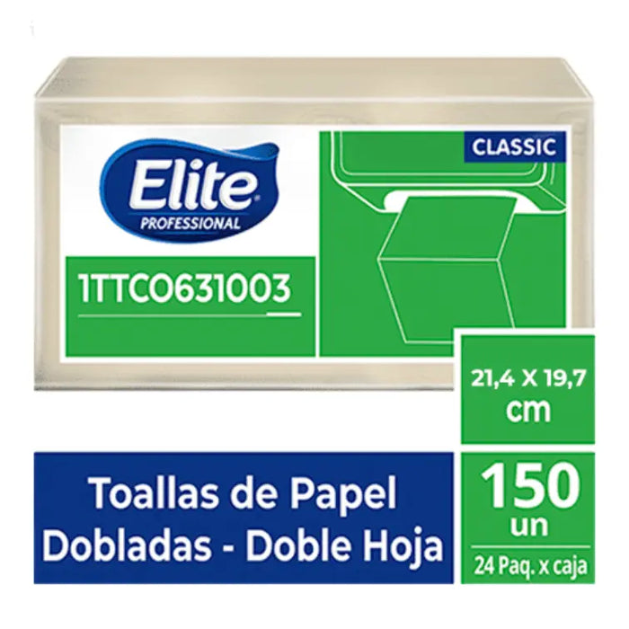 TOALLA ELITE DOBLE HOJA NATURAL ESTÁNDAR 150/24P 1TTC0631003