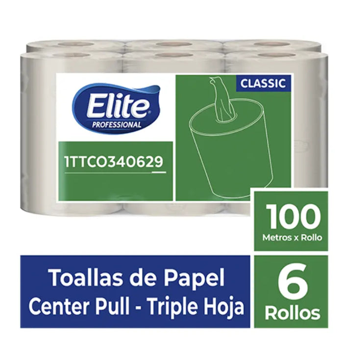 TOALLA ELITE CENTER FLOW TRIPLE HOJA NATURAL x6 – 100 mts  1TTC0340629