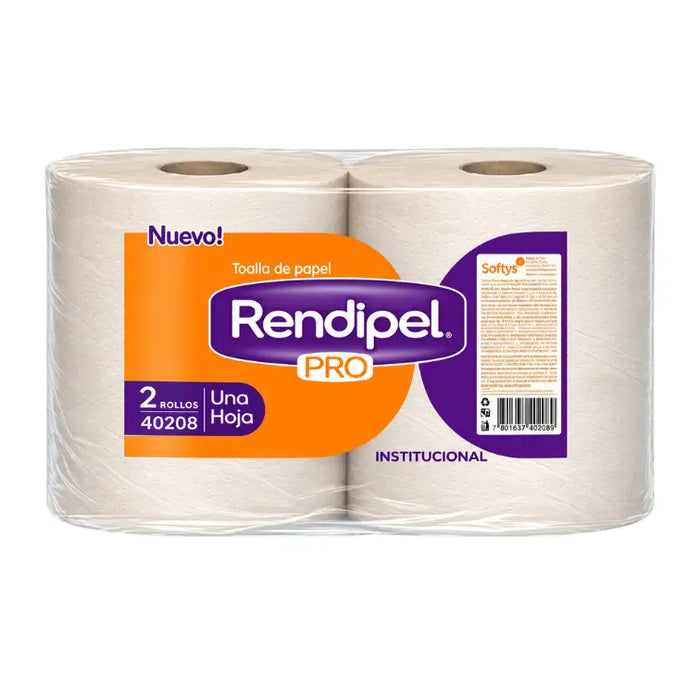 TOALLA RENDIPEL ROLLO DOBLE HOJA NATURAL CENTER FLOW x2 – 100 mts  1TTC0636300